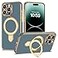ETPESOK Compatible with iPhone 14 Pro Max Case with Magnetic Ring Stand Compatible with MagSafe Full Camera Lens Protector Soft Plating Phone Case for iPhone 14 Pro Max 67 Grey Blue