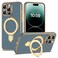 ETPESOK Compatible with iPhone 14 Pro Max Case with Magnetic Ring Stand Compatible with MagSafe Full Camera Lens Protector Soft Plating Phone Case for iPhone 14 Pro Max 67 Grey Blue