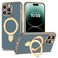 ETPESOK Compatible with iPhone 14 Pro Max Case with Magnetic Ring Stand Compatible with MagSafe Full Camera Lens Protector Soft Plating Phone Case for iPhone 14 Pro Max 67 Grey Blue
