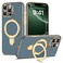 ETPESOK Compatible with iPhone 16 Pro Max Case with Magnetic Ring Stand Compatible with MagSafe Full Camera Lens Protector Soft Plating Phone Case for iPhone 16 Pro Max 69 Grey Blue