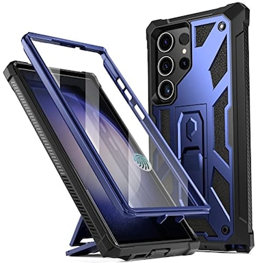 Poetic Spartan Case for Samsung Galaxy S23 Ultra 5G 68 inch Builtin Screen Protector Work with Fingerprint ID Full Body Rugged Shockproof Protective Cover Case with Kickstand Midnight Blue