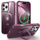 CHAOFEnG Magnetic Compatible with iPhone 16 Pro Max Case with Stand Military Grade Drop TestedCompatible with Magnet Ring Translucent Slim Hard Back Soft Edge Wine Red