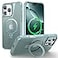 CHAOFEnG Magnetic Compatible with iPhone 16 Pro Case with Stand Military Grade Drop TestedCompatible with Magnet Ring Translucent Slim Hard Back Soft Edge Teal Green