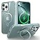 CHAOFEnG Magnetic Compatible with iPhone 16 Pro Max Case with Stand Military Grade Drop TestedCompatible with Magnet Ring Translucent Slim Hard Back Soft Edge Teal Green