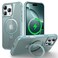 CHAOFEnG Magnetic Compatible with iPhone 16 Pro Max Case with Stand Military Grade Drop TestedCompatible with Magnet Ring Translucent Slim Hard Back Soft Edge Teal Green