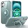 CHAOFEnG Magnetic Compatible with iPhone 16 Case with Stand Military Grade Drop TestedCompatible with Magnet Ring Translucent Slim Hard Back Soft Edge Teal Green