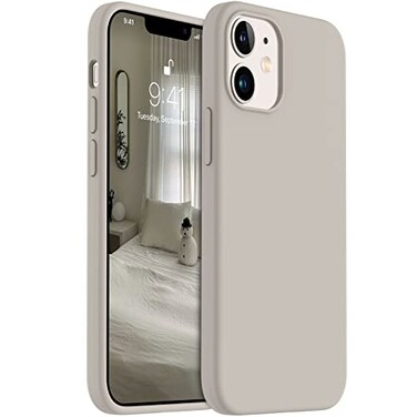 AOTESIER Shockproof Designed for iPhone 12 Mini Case Food Grade Liquid Silicone Phone Case with Soft AntiScratch Microfiber Lining Drop Protection 54 inch Slim Thin Cover Stone
