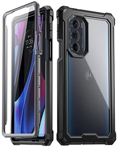 Poetic Guardian Series Case Designed for Motorola Edge Plus 5G 67 2022 Edge 5G UW 2022 Model XT2201Full Body Hybrid Shockproof Bumper Cover with Builtin Screen Protector BlackClear