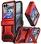 Poetic Spartan Case for Motorola Moto Razr 2024KickstandHinge Protection20FT MilGrade Drop Tested FullBody Rugged Shockproof Protective Cover with Kickstand Metallic Red