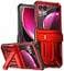Poetic Spartan Case for Motorola Moto Razr Plus 2023KickstandHinge Protection20FT MilGrade Drop Tested FullBody Rugged Shockproof Protective Cover with Kickstand Metallic Red