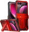 Poetic Spartan Case for Motorola Moto Razr Plus 2023KickstandHinge Protection20FT MilGrade Drop Tested FullBody Rugged Shockproof Protective Cover with Kickstand Metallic Red