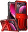 Poetic Spartan Case for Motorola Moto Razr Plus 2023KickstandHinge Protection20FT MilGrade Drop Tested FullBody Rugged Shockproof Protective Cover with Kickstand Metallic Red