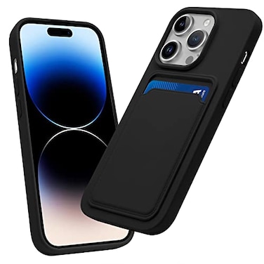 OBHEI for iPhone 14 Pro Case with Card Holder Slim Fit Durable Protective Card Slot Phone Case for Apple iPhone 14 Pro 61 Black