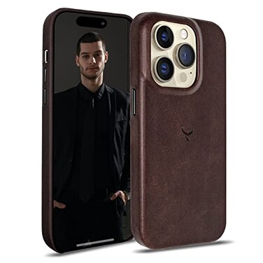 Cretanbull Genuine Leather Case Compatible with iPhone 14 Pro Oil Waxed Full Grain AntiScratch Leather Case Shockproof Drop Proof Protective Slim Case 14 Pro Espresso