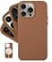 LONLI Classic for iPhone 15 Pro Max European Nappa Leather Phone Case Smoothen and Soften Over Time Compatible with Magsafe Saddle Brown