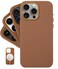 LONLI Classic for iPhone 15 Pro Max European Nappa Leather Phone Case Smoothen and Soften Over Time Compatible with Magsafe Saddle Brown