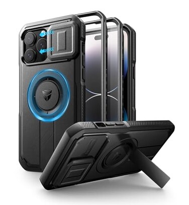Dexnor for iPhone 14 Pro Max Case with Slide Camera Cover Adjustable Kickstand Builtin Screen Protector Magnetic Rugged Shockproof Bumper Cases HeavyDuty Magnetic Protective CoverBlack