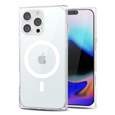 Svanove for iPhone 16 Pro Max Clear Case Magnetic Rectangle Edge Compatible with Magsafe Transparent Girly Trendy Y2k Desiner Unique Phone Case for Women Thin Slim Silicone Chic Cover Clear