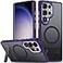 MALEWOLF Stand for Samsung Galaxy S25 Ultra Case Magnetic Phone Case Compatible with MagSafe AntiSlip Grip Slim Translucent Cover Rugged Drop Protection Dark Purple