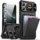 SSLOTSCASE for iPhone 16 Pro Max Case with 2X Screen Protector Card Holder Kickstand Slide Camera Lens Cover Silicone Edge Rugged Heavy Duty Phone Case Cover for iPhone 16 Pro Max 69 Black