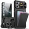 SSLOTSCASE for iPhone 16 Pro Max Case with 2X Screen Protector Card Holder Kickstand Slide Camera Lens Cover Silicone Edge Rugged Heavy Duty Phone Case Cover for iPhone 16 Pro Max 69 Black