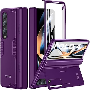 Kaiiecal for Samsung Z Fold 4 Cover Hidden KickstandWireless Charging Slim Hinge Phone Stand Case for Galaxy Z Fold 4 5G 2022 Purple