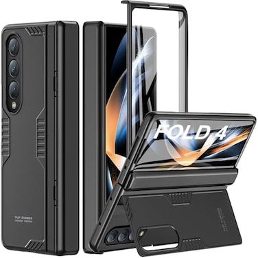 Kaiiecal for Samsung Z Fold 4 Case Hidden Kickstand Wireless Charging Full Body Hinge Protection Slim Case Builtin Screen Protector Phone Stand Case for Galaxy Z Fold4 5G Black