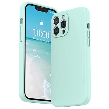 SURPHY Compatible with iPhone 13 Pro Max Case with Screen Protector Camera Protection Soft Microfiber Lining Liquid Silicone Phone Case 67 inch 2021 Mint Green