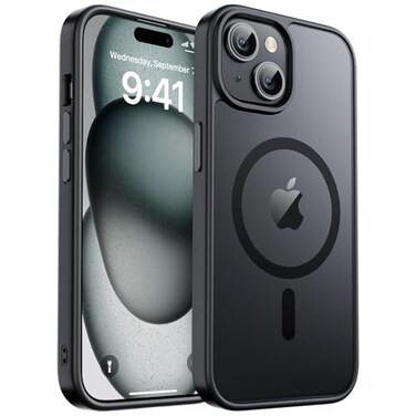 zapica Magnetic for iPhone 15 Case iPhone 14 Case Compatible with MagSafe Military Grade Drop Protection Translucent Matte Shockproof AntiScratch Phone Cover Black