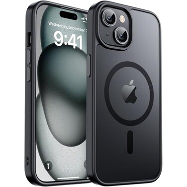 zapica Magnetic for iPhone 15 Plus Case iPhone 14 Plus Case Compatible with MagSafe Military Grade Drop Protection Translucent Matte Shockproof AntiScratch Phone Cover Black