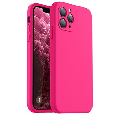 Vooii Compatible with iPhone 11 Pro Max Case Upgraded Liquid Silicone with Flat Edges Camera Protection Soft AntiScratch Microfiber Lining Phone Case for iPhone 11 Pro Max Hot Pink