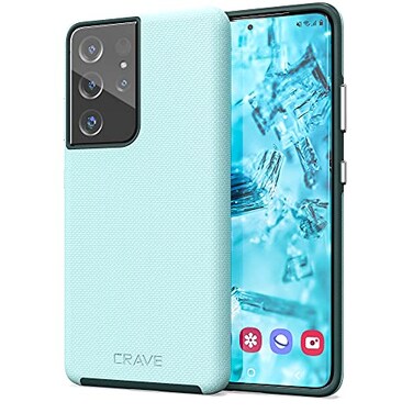 Crave for Galaxy S21 Ultra Case Shockproof Protection Dual Layer Case for Samsung Galaxy S21 Ultra 5G 68 inch Aqua