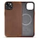Belemay Compatible with iPhone 13 Leather Case Magsafe Top Grain Vintage Crazy Horse Leather Metal Buttons Camera Bezel Bump Slim Fit Soft Feel Premium Phone Cover 61inch Retro Brown