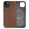 Belemay Compatible with iPhone 13 Leather Case Magsafe Top Grain Vintage Crazy Horse Leather Metal Buttons Camera Bezel Bump Slim Fit Soft Feel Premium Phone Cover 61inch Retro Brown