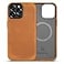 Belemay Compatible with iPhone 14 Pro Leather Case Magsafe Top Grain Vintage Crazy Horse Leather Metal Buttons Camera Bezel Bump Slim Fit Soft Premium Phone Cover 61inch Tan Brown