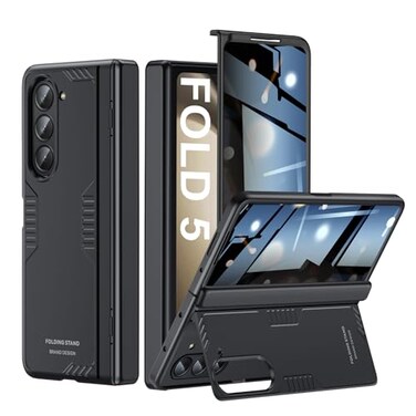 Kaiiecal for Samsung Galaxy ZFold5 Privacy CaseHidden KickstandWireless Charging Slim Hinge Protection Lightweight Stand Phone Cover Case with Privacy Screen Protector