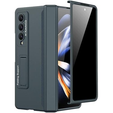 Miimall for Samsung Galaxy Z Fold 4 Case with Privacy Screen Protector Builtin Adjustable Kickstand Magnetic Hinge Protection AllInclusive Protective Case for Galaxy Z Fold 4 5GDark Green