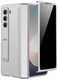 Miimall for Z Fold 6 Case with Privacy Screen Protector Military Grade Drop Protection Builtin Adjustable Kickstand Magnetic Hinge Protection Shockproof Phone Case for Galaxy Z Fold 6 5G Silver