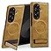 Lunivop Compatible with Samsung Galaxy Z Fold 7 Case PU Leather Compatible with Magsafe Wireless Charging Magnetic Cover Stand Funda Rugged Phone Case Brown
