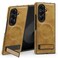 Lunivop Compatible with Samsung Galaxy Z Fold 7 Case PU Leather Compatible with Magsafe Wireless Charging Magnetic Cover Stand Funda Rugged Phone Case Brown