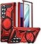 Poetic Spartan for Samsung Galaxy Z Fold 7 Case Hinge ProtectionMagnetic Ring Adjustable StandBuiltin Screen ProtectorCompatible with MagSafe FullBody Rugged Phone Case Metallic Red