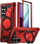 Poetic Spartan for Samsung Galaxy Z Fold 7 Case Hinge ProtectionMagnetic Ring Adjustable StandBuiltin Screen ProtectorCompatible with MagSafe FullBody Rugged Phone Case Metallic Red