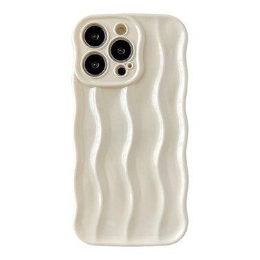Caseative for iPhone 13 Pro CaseWater Ripple Pattern Curly Wave Frame Soft Phone Case White