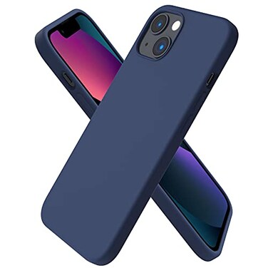 ORNARTO Compatible with iPhone 13 Case 61 Slim Liquid Silicone 3 Layers Full Covered Soft Gel Rubber Phone Case Protective Cover 61 InchNavy Blue