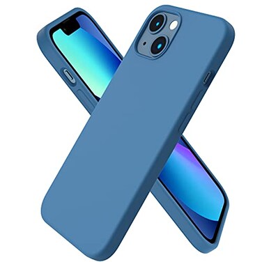 ORNARTO Compatible with iPhone 13 Case 61 Slim Liquid Silicone 3 Layers Full Covered Soft Gel Rubber Phone Case Protective Cover 61 InchBlue
