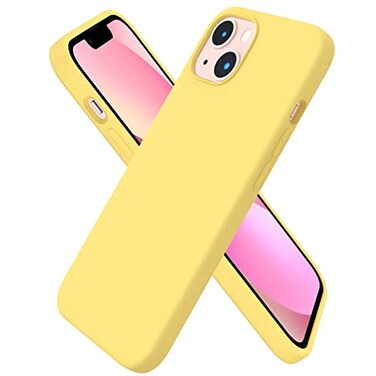 ORNARTO Compatible with iPhone 13 Case 61 Slim Liquid Silicone 3 Layers Full Covered Soft Gel Rubber Phone Case Protective Cover 61 InchLemon Yellow