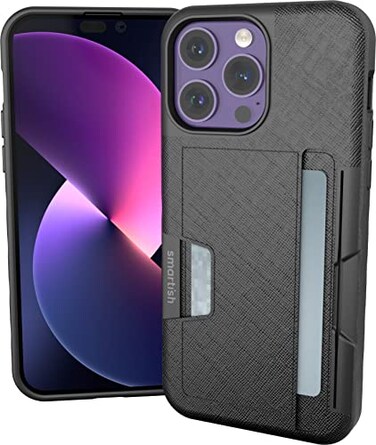 Smartish iPhone 14 Pro Max Wallet Case Wallet Slayer Vol 2 SlimProtective Credit Card Holder wKickstand Drop Tested Hidden Card Slot Compatible wApple iPhone 14 Pro Max Black Tie Affair