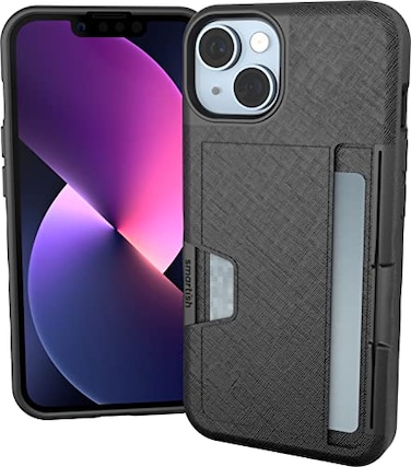 Smartish iPhone 14 Wallet Case Wallet Slayer Vol 2 Slim Protective Credit Card Holder wKickstand Drop Tested Hidden Card Slot Cover Compatible wApple iPhone 14 Black Tie Affair