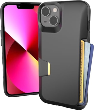 Smartish iPhone 13 Wallet Case Wallet Slayer Vol 1 Slim Protective Credit Card Holder Drop Tested Hidden Credit Card Slot Cover for Apple iPhone 13 Black Tie Affair