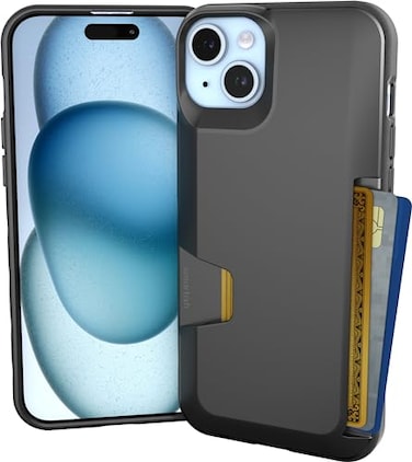 Smartish iPhone 15 Plus Wallet Case Wallet Slayer Vol 1 Slim Protective Credit Card Holder Drop Tested Hidden Credit Card Slot Cover for Apple iPhone 15 Plus Black Tie Affair